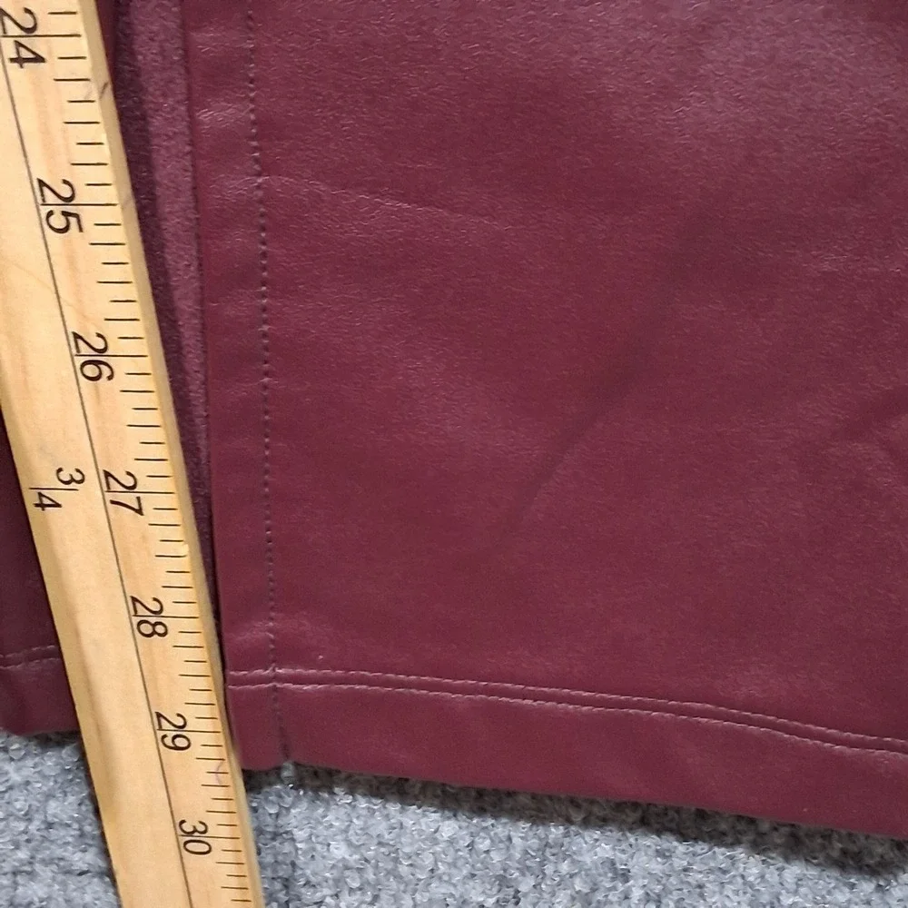 A New Day Womens Faux Leather Split Hem Leggings Burgundy Wine High Rise Size L‎